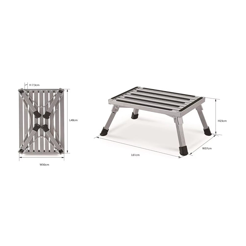 Step Stool Folding Aluminum Rv Step Platform With Anti-Slip Surface Sturdy Lightweight, Supports Up To 330lbs