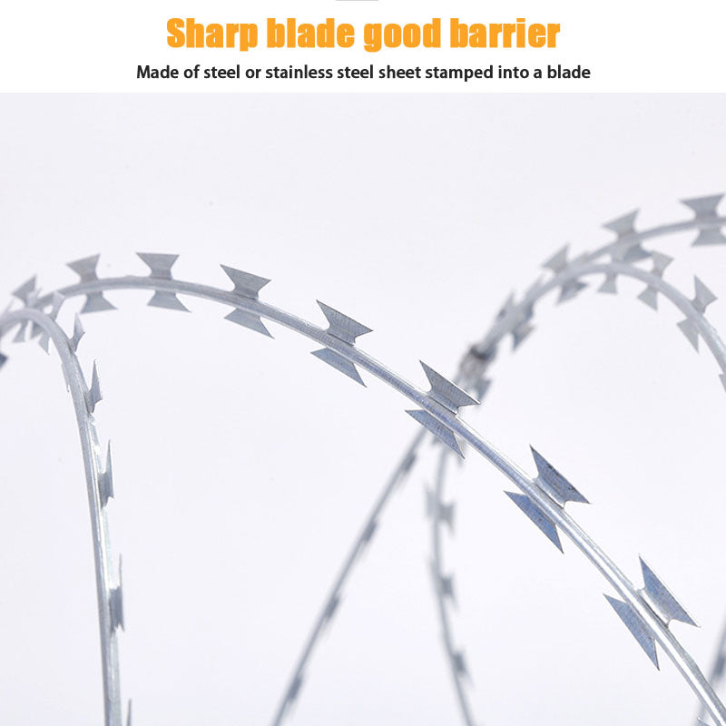 Blade Barbed Wire, Stainless Steel Blade Barbed Wire, Anti-Climbing Prison Wall Blade Barbed Wire Rolling Cage