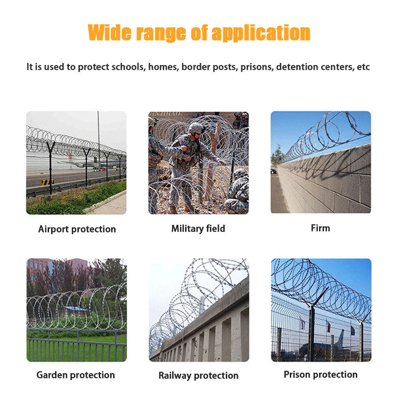 Blade Barbed Wire, Stainless Steel Blade Barbed Wire, Anti-Climbing Prison Wall Blade Barbed Wire Rolling Cage