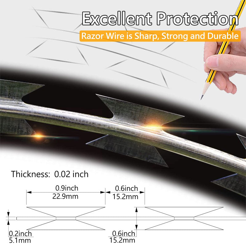 410ft Razor Wire, Galvanized Steel Wire Razor Wire Mesh, Razor Wire Mesh For Barbed Wire Fence 82Ft Per Roll, 5 Pieces