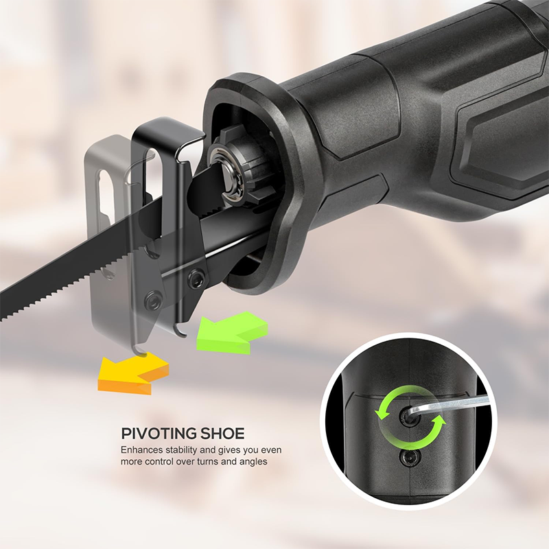 120V Reciprocating Saw, 6.0 Amp Variable Speed Corded Reciprocating Saw, Stroke Length 1-1/8 Inch, Speed 0-3000RPM, Max 4-1/2 Inch, Suitable for Wood, Metal, PVC Pipe Cutting