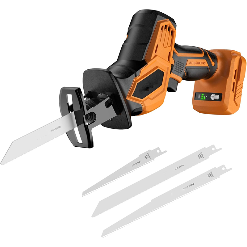 20V Battery Cordless Reciprocating Saw, 3-Speed Variable 0-3500 Brushless Reciprocating Saw, 4-Blade Portable Reciprocating Saw Kit for Wood/Metal/PVC Cutting
