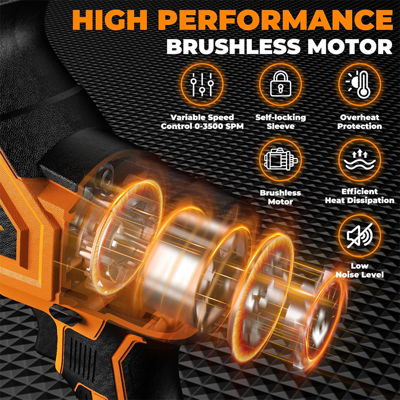 20V Battery Cordless Reciprocating Saw, 3-Speed Variable 0-3500 Brushless Reciprocating Saw, 4-Blade Portable Reciprocating Saw Kit for Wood/Metal/PVC Cutting