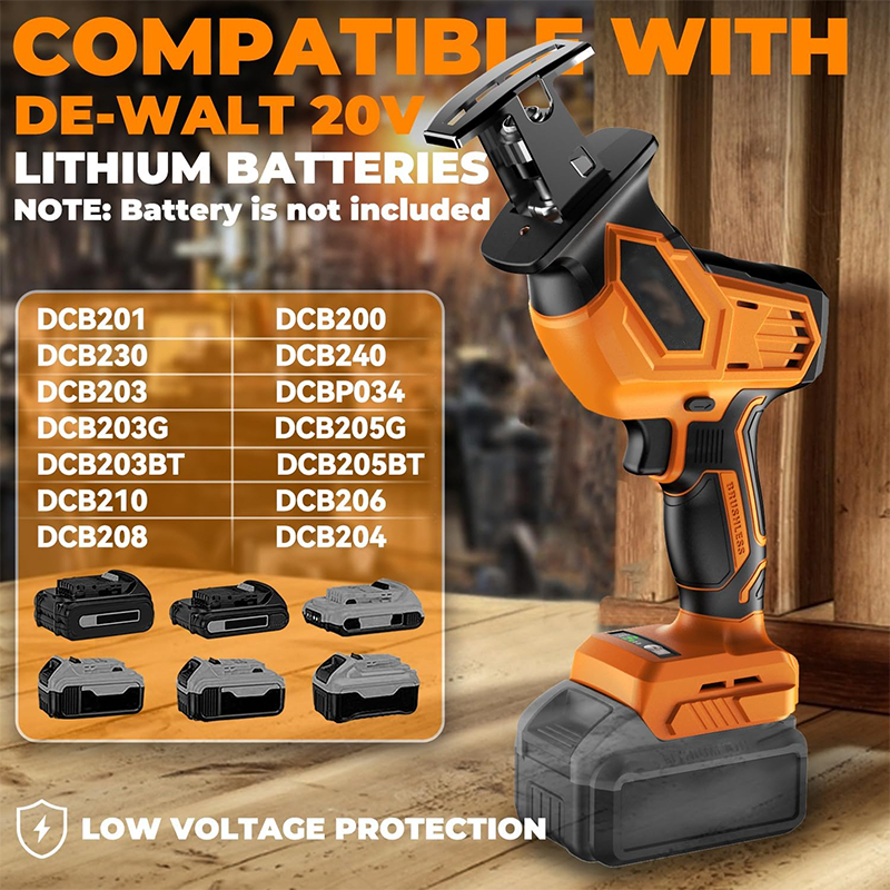 20V Battery Cordless Reciprocating Saw, 3-Speed Variable 0-3500 Brushless Reciprocating Saw, 4-Blade Portable Reciprocating Saw Kit for Wood/Metal/PVC Cutting