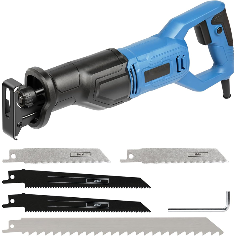 Reciprocating Saw, 6Amp 2800RPM Variable Speed Reciprocating Saw, Stroke Length 4/5" (20mm), 3-Piece Blade, Suitable for Wood, Soft Metal, PVC Pipe Cutting