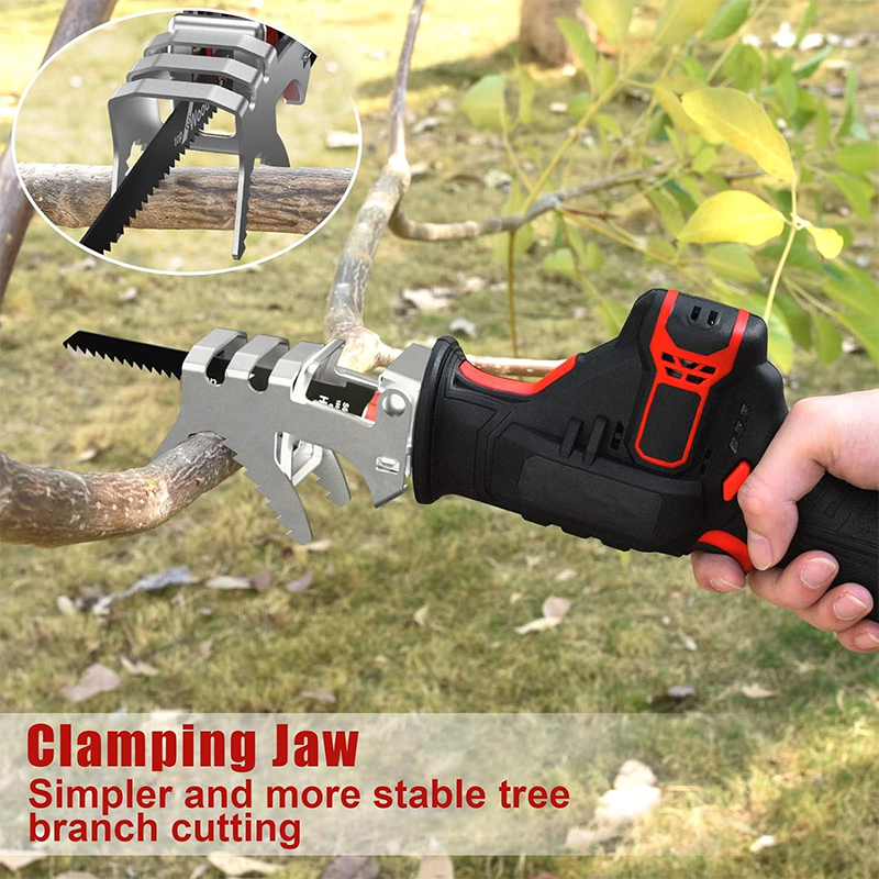 Cordless Reciprocating Saw, 3000SPM Speed, with Clamp, 2000 mAh Battery/1 Hour Fast Charge, Safety Gloves and Goggles, 4 Saw Blades for Wood/Metal/PVC