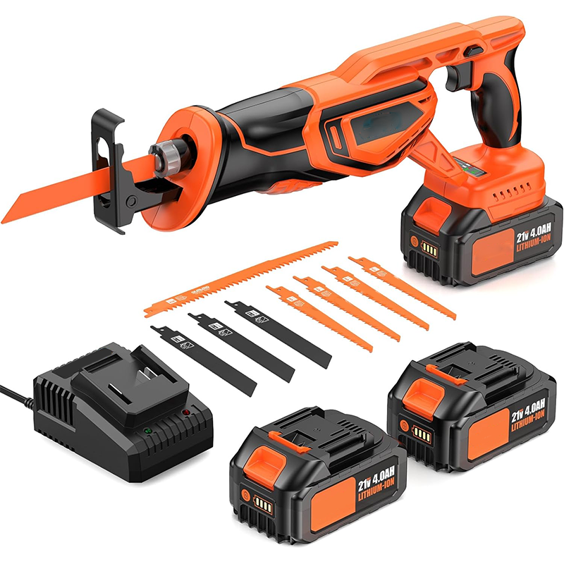 Reciprocating Saw Cordless, Brushless Cordless Reciprocating Saw with 21V 8000mAh Battery, 3000SPM 28mm Reciprocating Stroke, 8 Saw Tool-Free Replaceable Blades Reciprocating Saw for Wood and Metal Cutting