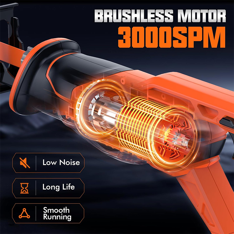 Reciprocating Saw Cordless, Brushless Cordless Reciprocating Saw with 21V 8000mAh Battery, 3000SPM 28mm Reciprocating Stroke, 8 Saw Tool-Free Replaceable Blades Reciprocating Saw for Wood and Metal Cutting