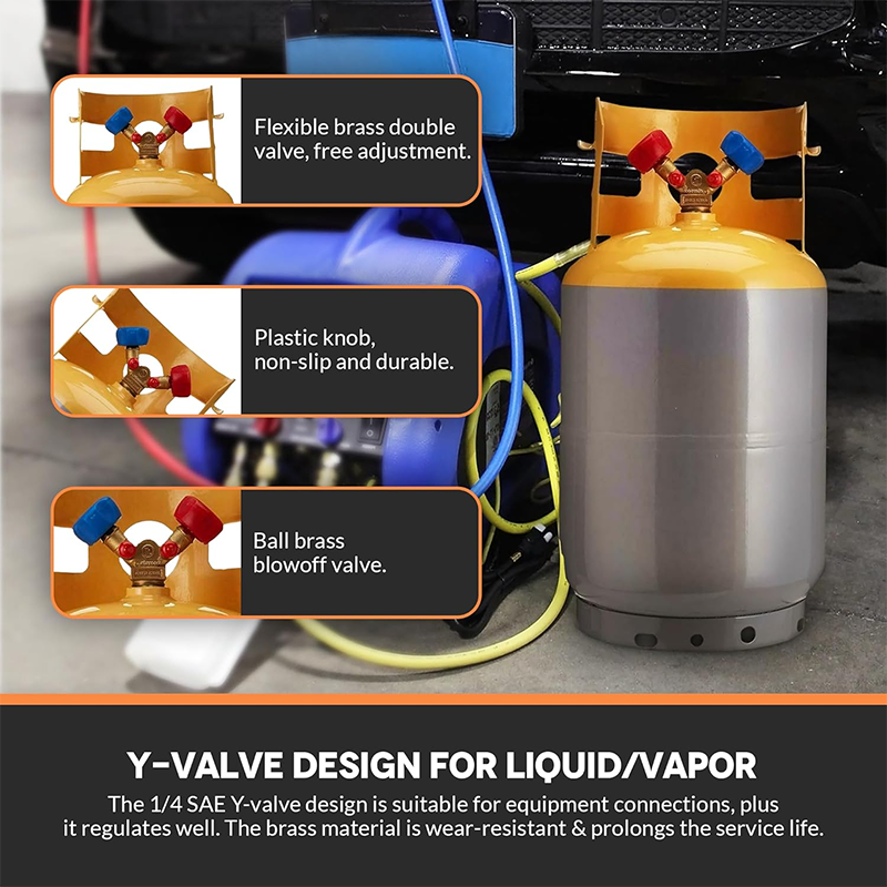 Recovery Cylinder Refrigerant Recovery Canister, Collar Design for Easy Operation, 3/4" NPT Opening Powder Coated Pre-Charged Recovery Cylinder HVAC for CFC, HFC, HCFC, 50LB