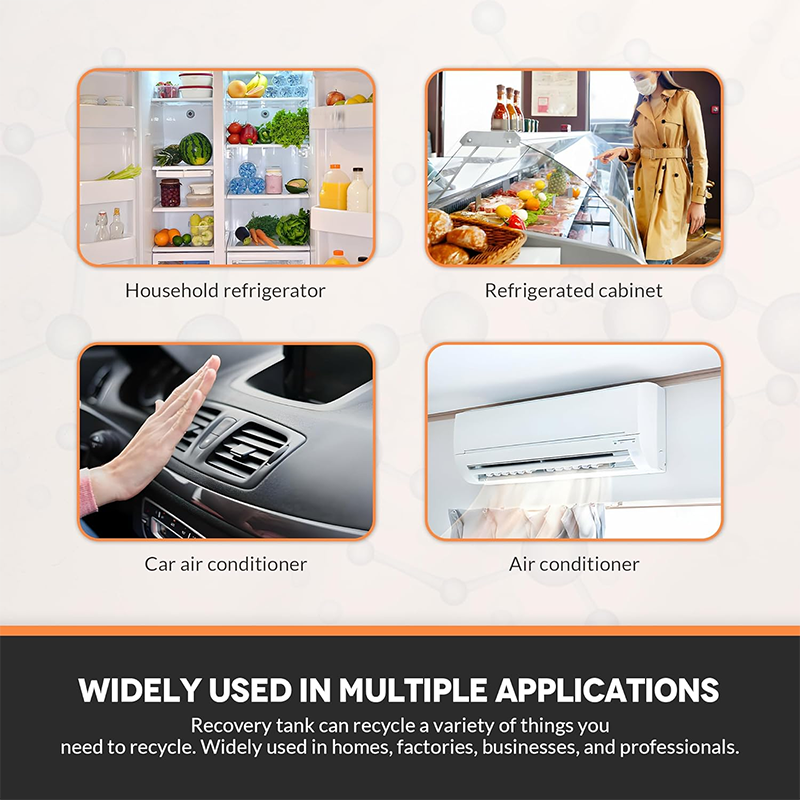 Recovery Cylinder Refrigerant Recovery Canister, Collar Design for Easy Operation, 3/4" NPT Opening Powder Coated Pre-Charged Recovery Cylinder HVAC for CFC, HFC, HCFC, 50LB