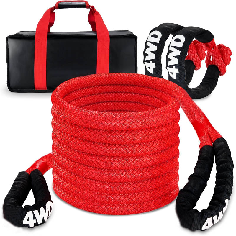 Recovery Straps 1" x 30' Kinetic Recovery Tow Rope 48,000 lbs Snatch Strap with 2pcs Soft Shackles for Offroad Vehicle, Jeep, Tractor Elastic Ropes Kit