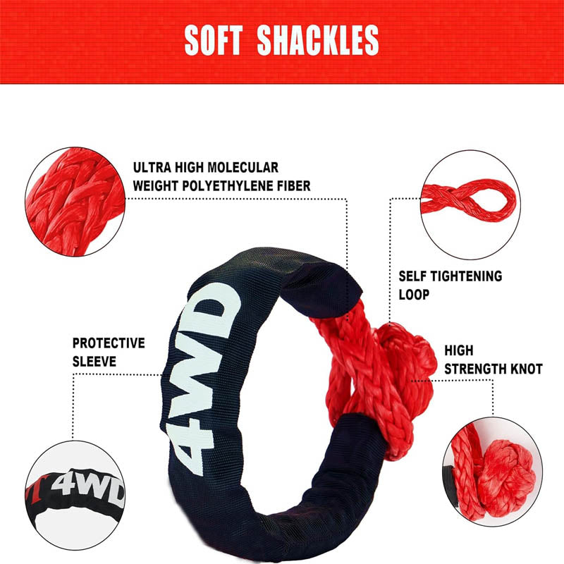 Recovery Straps 1" x 30' Kinetic Recovery Tow Rope 48,000 lbs Snatch Strap with 2pcs Soft Shackles for Offroad Vehicle, Jeep, Tractor Elastic Ropes Kit