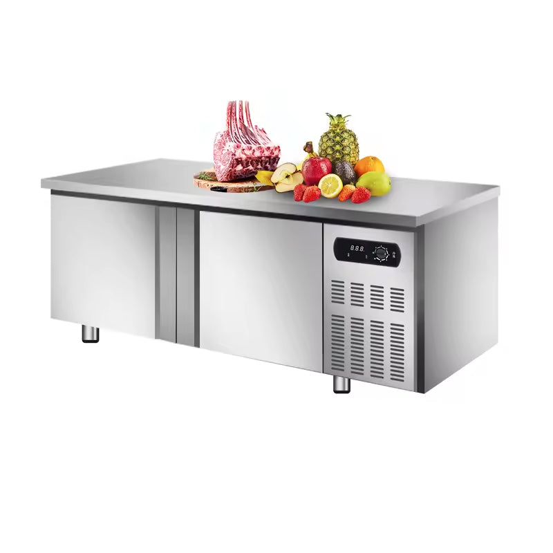 Restaurant Kitchen Work Table Fridge Under Counter Freezer Stainless Steel Refrigerated Food Prep Station