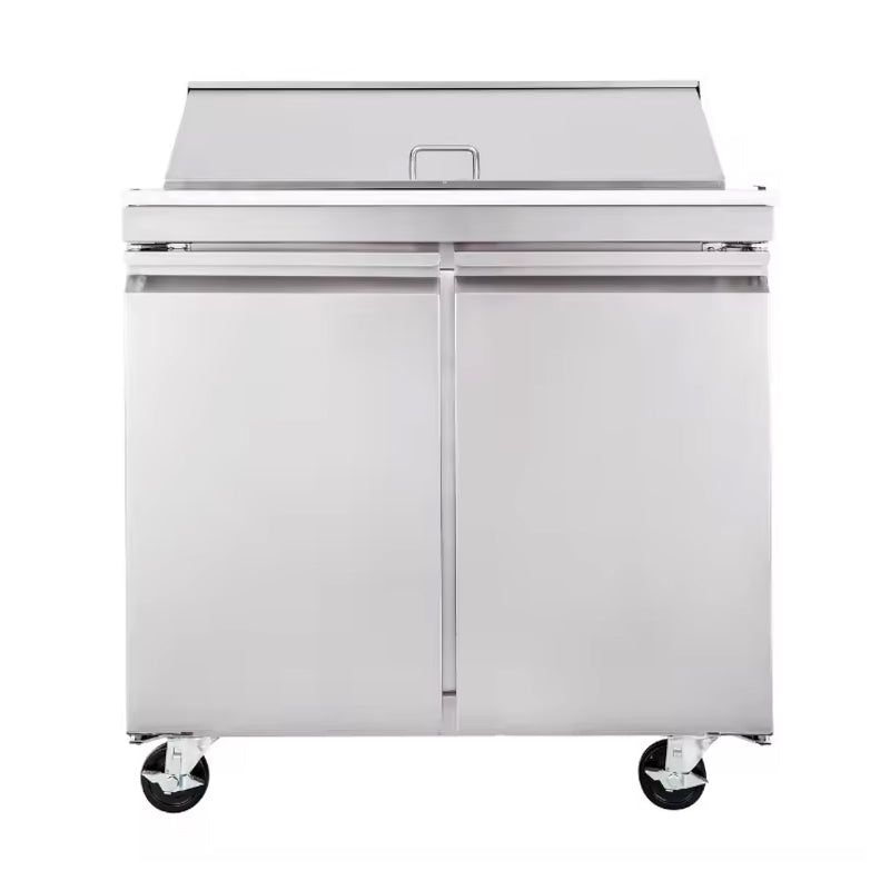 2 Door Stainless Steel Prep Table Sandwich Refrigerated Prep Table for Restaurant, Bar, Shop