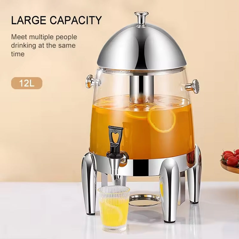 Party Buffet 12 Liter Stainless Steel Milk Coffee Fruit Juice Tower Beverage Dispensers With Fuel Tank