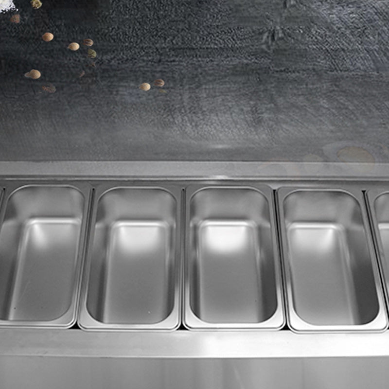 Refrigerated Condiment Prep Station Commercial Desktop Refrigerated Pizza Dessert Salad Spreading Table Glass Cover Fresh Display Cabinet