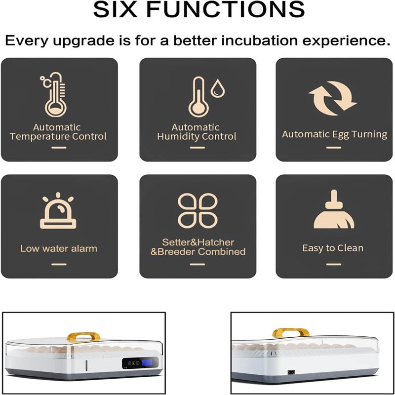 35 Egg Incubator Reptile Incubator with Automatic Egg Turning and Humidity Control for Chicken Duck Goose Quail