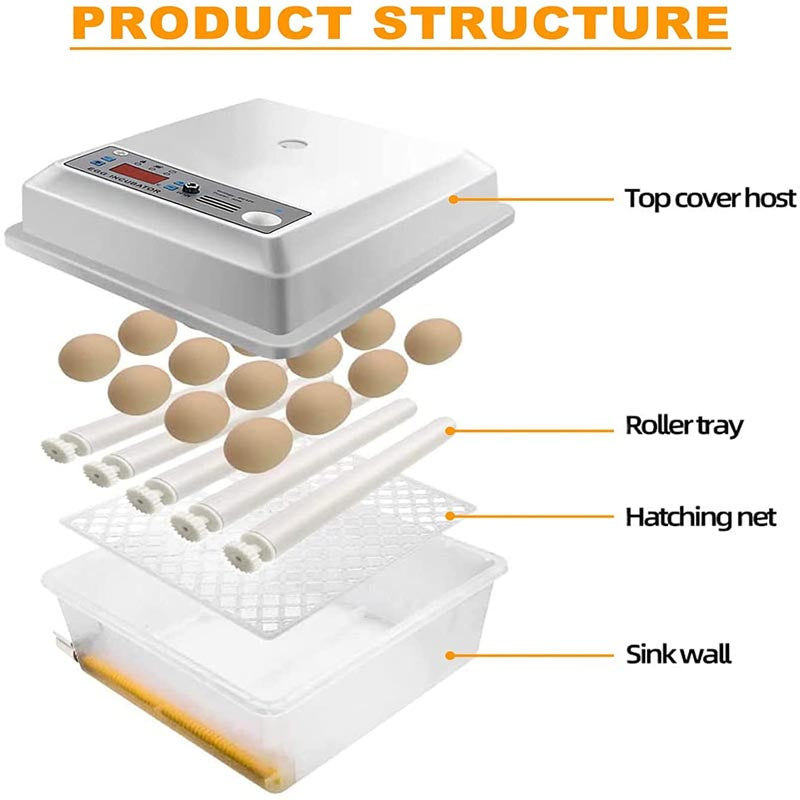 Reptile Incubator 16 Egg Incubator with Temperature and Humidity Control for Chicken, Duck, Quail