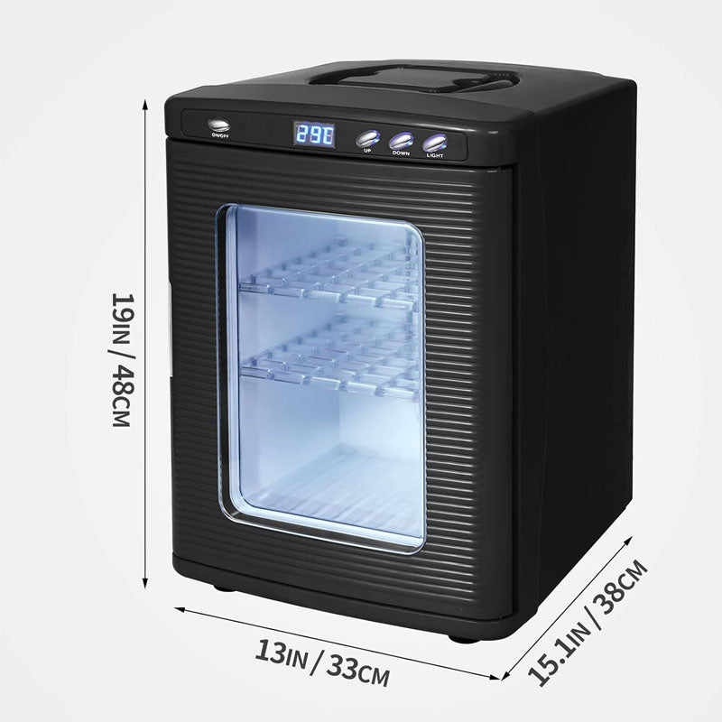 25L Reptile Incubator Reptile Scientific Lab Incubator with 5°C-60°C 12V/110V Heating and Cooling for Small Reptiles (Black)