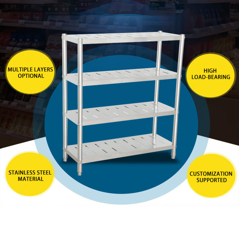 Thickened Stainless Steel Commercial Kitchen Rack Stainless Steel Four Layer Punching Kitchen Dish Rack, Kitchen Storage Rack