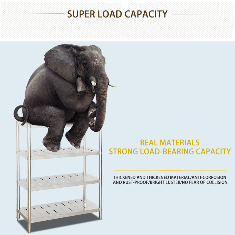 Thickened Stainless Steel Commercial Kitchen Rack Stainless Steel Four Layer Punching Kitchen Dish Rack, Kitchen Storage Rack