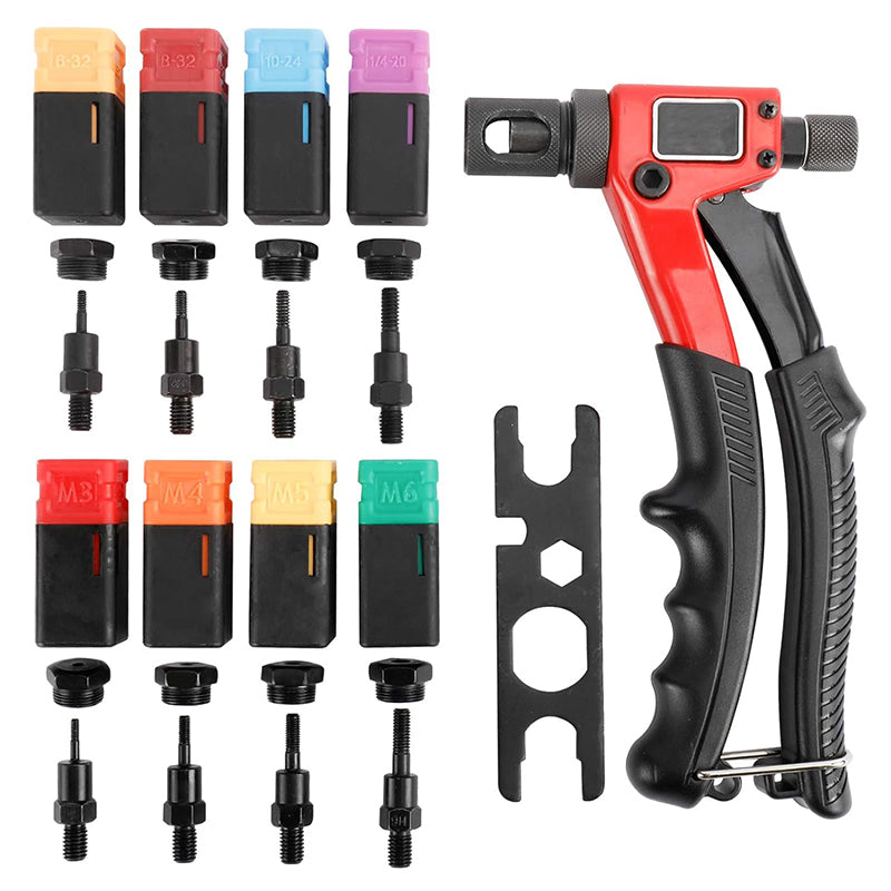 8” Rivet Nut Tool Kit with 8 Pcs Mandrels M3, M4, M5, M6, 1/4-20, 10-24, 8-32, 6-32, Riveting Tools