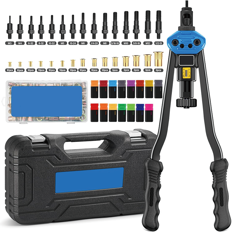 16" Rivet Nut Tool, 125-PCS Rivet Nut Assortment Kit with 15 Metric and SAE Mandrels for Sheet Metal & Automotive Work