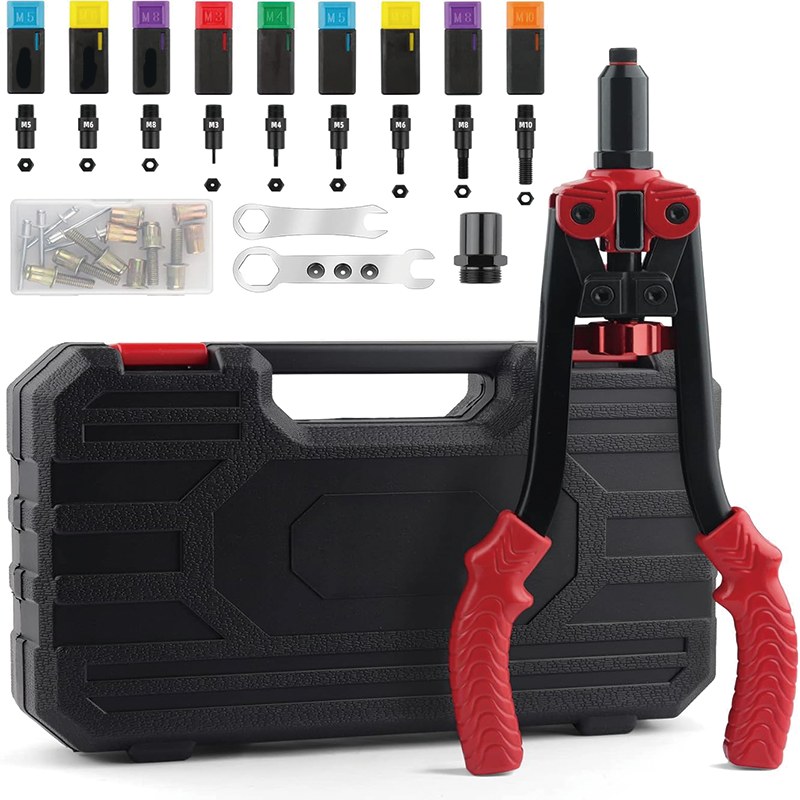 13" Rivet Nut Tool, Rivnut Tool Kit with a Step Drill Bit & 15 Rivet Nuts Assortment Kit 9 Metric Mandrels