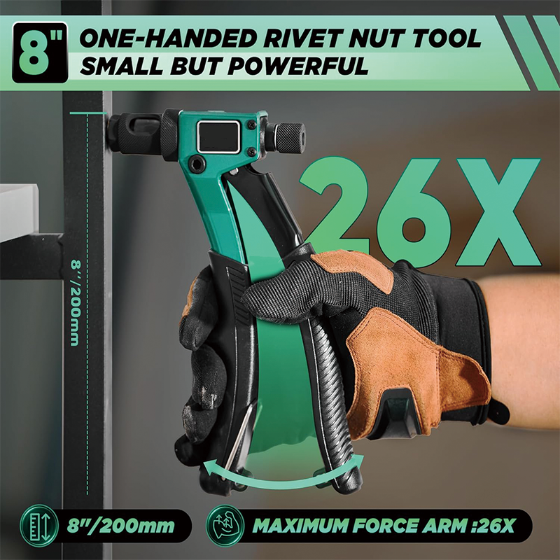 8" Rivet Nut Tool, 80Pcs Rivet nut Assortment Kit with 4 Metric & 4Inch Mandrels M3, M4 M5, M6, 6-32, 8-32, 10-24, 1/4-20