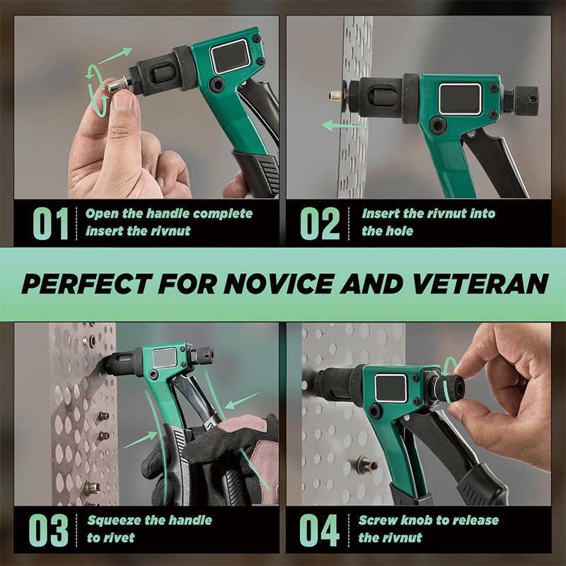 8" Rivet Nut Tool, 80Pcs Rivet nut Assortment Kit with 4 Metric & 4Inch Mandrels M3, M4 M5, M6, 6-32, 8-32, 10-24, 1/4-20