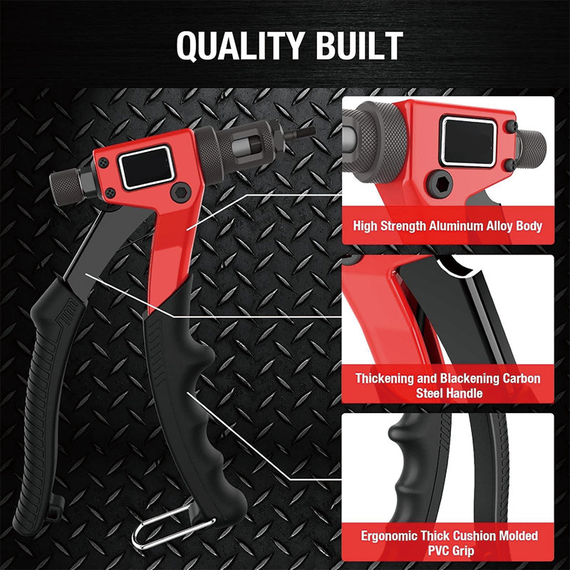8 Inch Rivet Nut Kit, Rivnut Tool Setter with a Step Drill Bit & 80 Nutserts, 8 Mandrels in Carrying Case