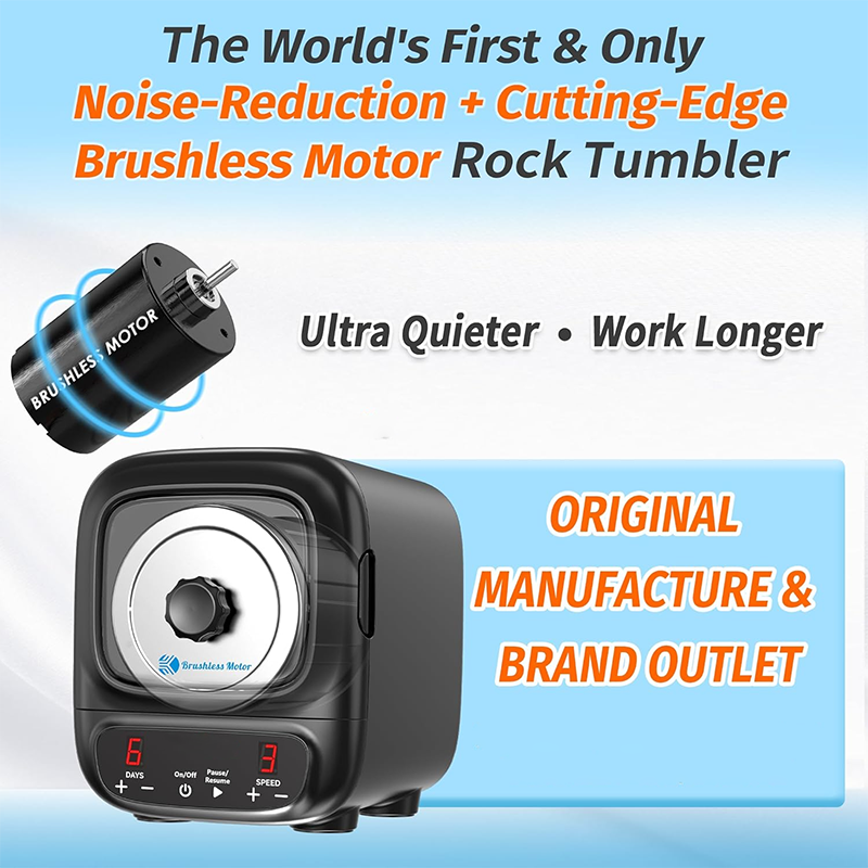 K2 Elite Professional Rock Polisher Kit, Ultra Quiet, Cutting-Edge Brushless Motor Rock Polisher for Adults and Rock Collectors, Noise Reduction, Extra Large 3-Pound Bucket, Great STEM Gift for All Ages