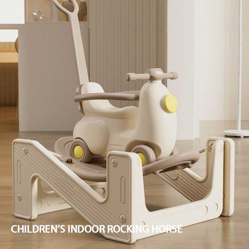 Trampoline Rocking Horse Children's Wooden Horse Toy Rocking Horse, Yo-Yo Car Two In One