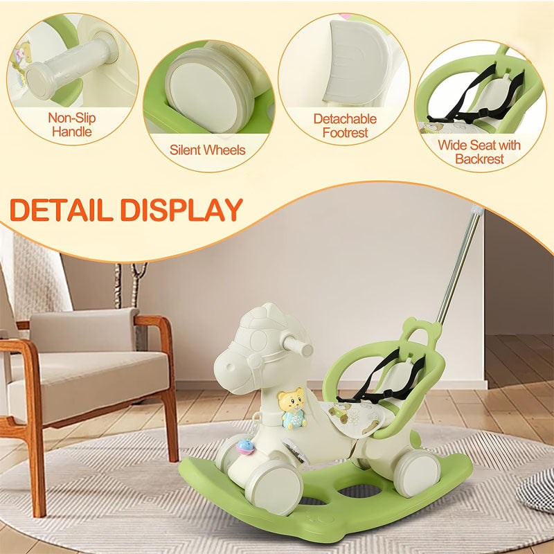 4-in-1 Rocking Horse for Toddlers 1-4 Years Old with Detachable Balance Board Rocking Horse with Music