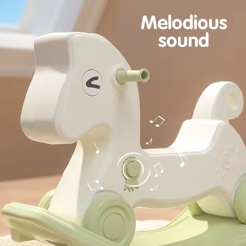 3 In 1 Rocking Horse for Toddlers 1-4 Years Old with Detachable Balance Board 4 Smooth Wheels Rocking Horse 40° Swinging with Music