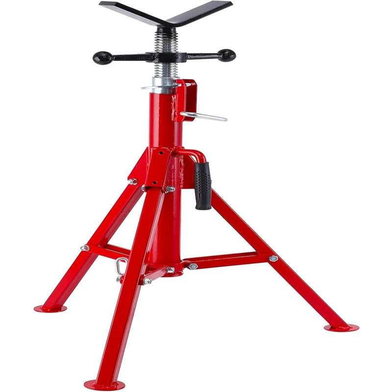 V Roller Head Pipe Stand 28-52 Inch Adjustable Height 1/8"-12" Capacity Heavy Duty Carbon Steel Body 2500 lb Load Capacity