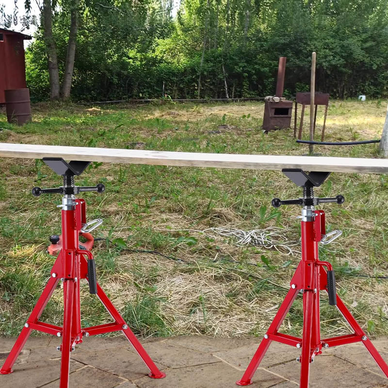 V Roller Head Pipe Stand 28-52 Inch Adjustable Height 1/8"-12" Capacity Heavy Duty Carbon Steel Body 2500 lb Load Capacity