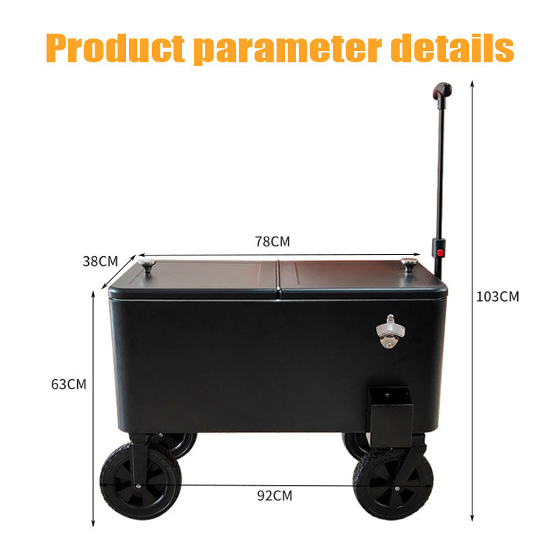 Simple Black Insulated Trolley Ice Bucket For Patios, Parties And Pools