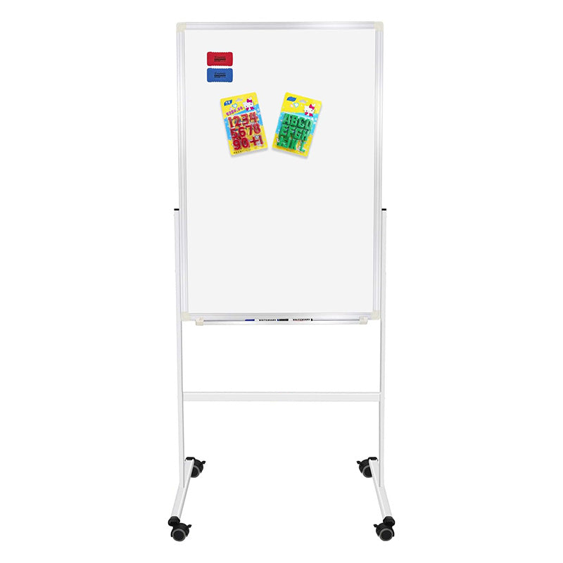 24"x36" Adjustable Height Double Side Mobile Magnetic Rolling Whiteboard on Wheels for Home, Office & School