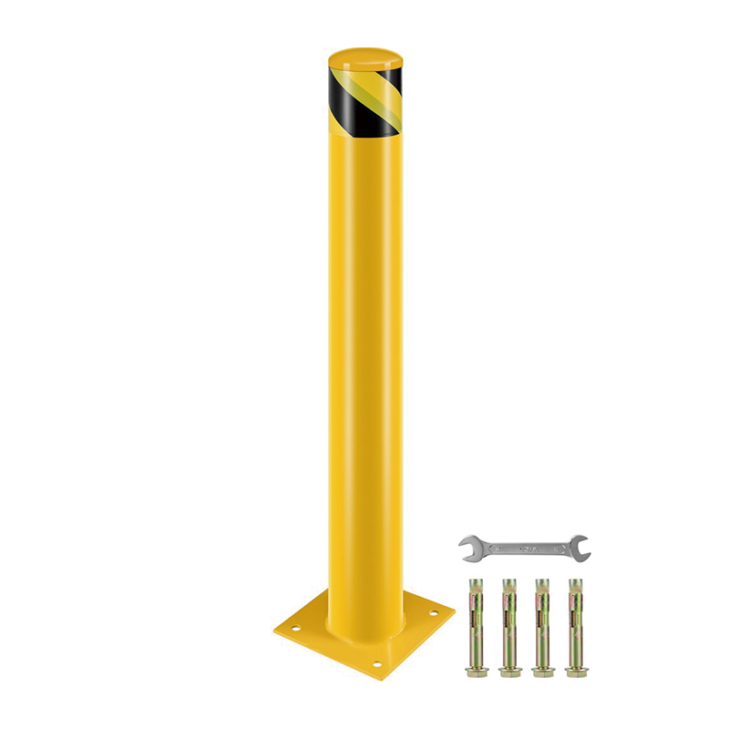 Safety Bollard 36 Inch Durable Steel Bollard Diameter 4.5Inch Parking Barrier Steel Bollard 1Pack with 4 Free Anchor Bolts,Versatile Parking Barrier for Industrial, Commercial, and Public Spaces
