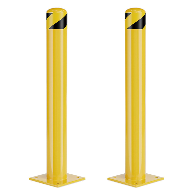 2Pack Safety Bollard Post, 36 Inch Height Steel Bollards, Yellow Powder Coated Safety Parking 4.5 Inch Diameter Parking Bollard