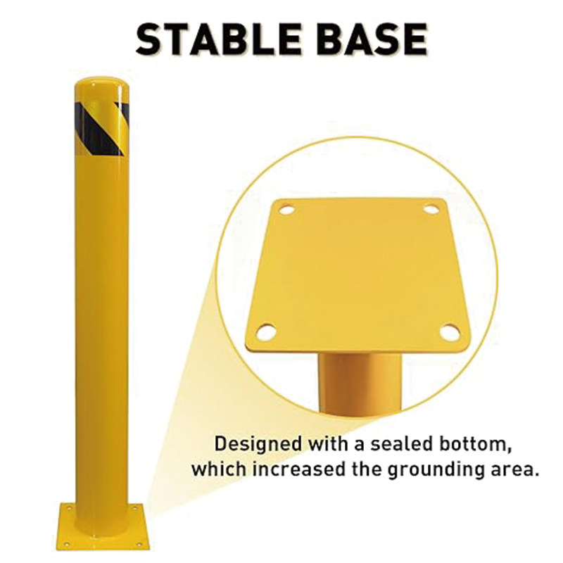 Safety Bollard 36 Inch Durable Steel Bollard Diameter 4.5Inch Parking Barrier Steel Bollard 1Pack with 4 Free Anchor Bolts,Versatile Parking Barrier for Industrial, Commercial, and Public Spaces