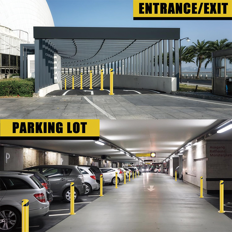 2Pack Safety Bollard Post, 36 Inch Height Steel Bollards, Yellow Powder Coated Safety Parking 4.5 Inch Diameter Parking Bollard