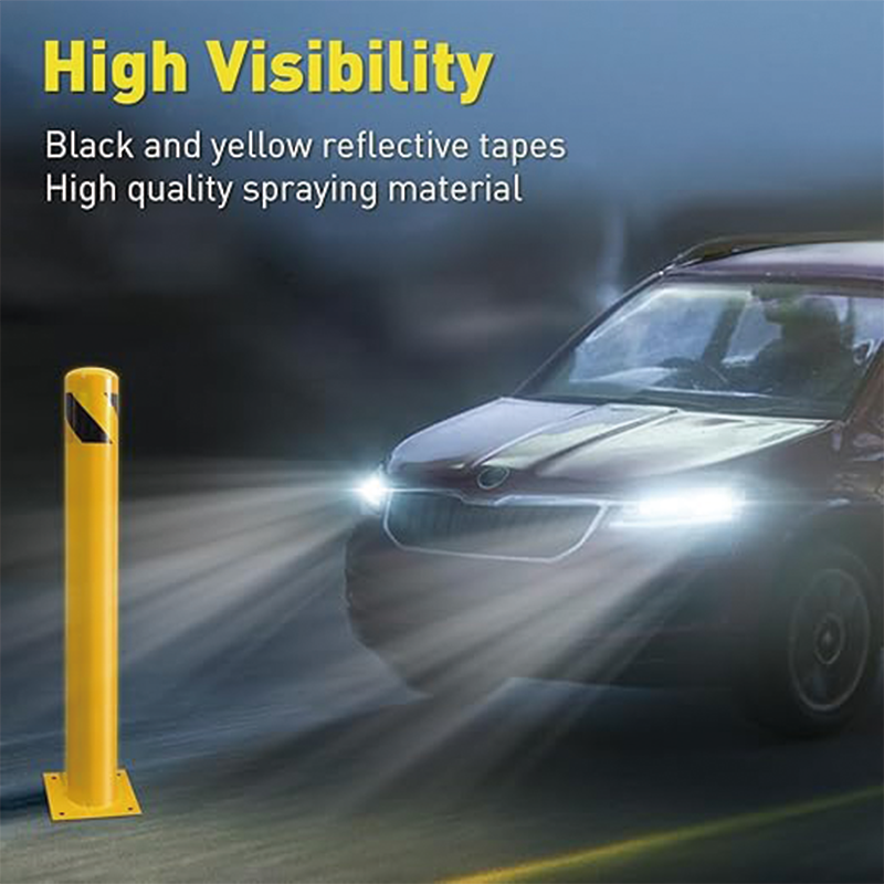 Safety Bollard 36 Inch Durable Steel Bollard Diameter 4.5Inch Parking Barrier Steel Bollard 1Pack with 4 Free Anchor Bolts,Versatile Parking Barrier for Industrial, Commercial, and Public Spaces