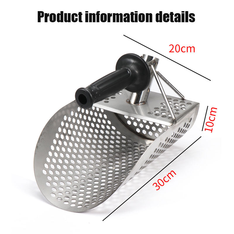 Stainless Steel Gold Panning Shovel, Sand Shovel Hourglass Beach Treasure Sand Filter Metal Detector