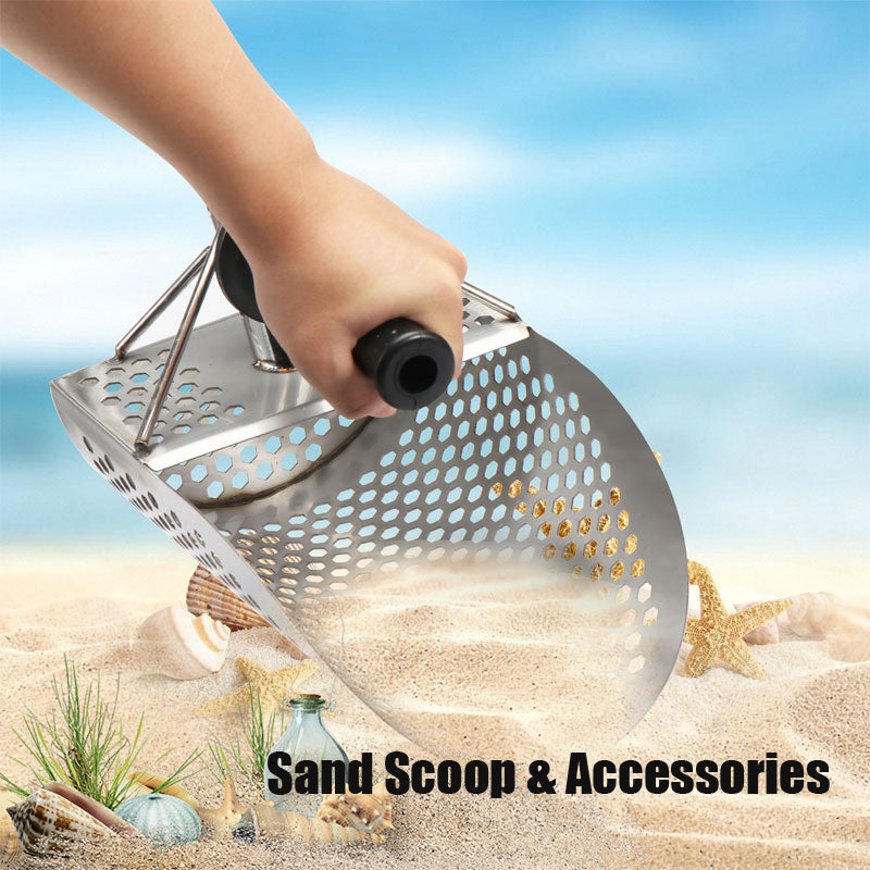 Stainless Steel Gold Panning Shovel, Sand Shovel Hourglass Beach Treasure Sand Filter Metal Detector
