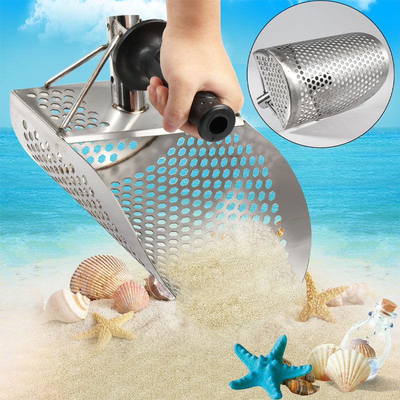 Stainless Steel Gold Panning Shovel, Sand Shovel Hourglass Beach Treasure Sand Filter Metal Detector