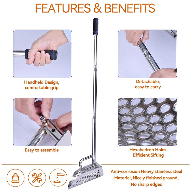 Long Handle Sand Shovel, Long Handle Stainless Steel Metal Detection Sand Shovel, Suitable For Treasure Hunting