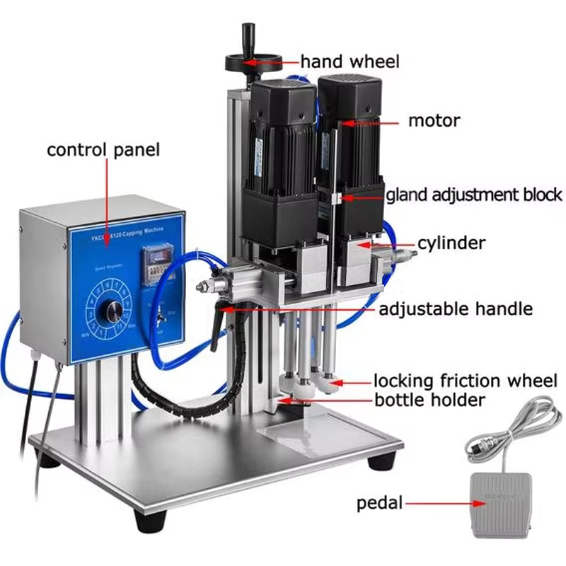 Semi Automatic Screw Bottle Capper Semi-Automatic Pneumatic Capping Screwing Machines For Round Cap Spray Plastic Cap