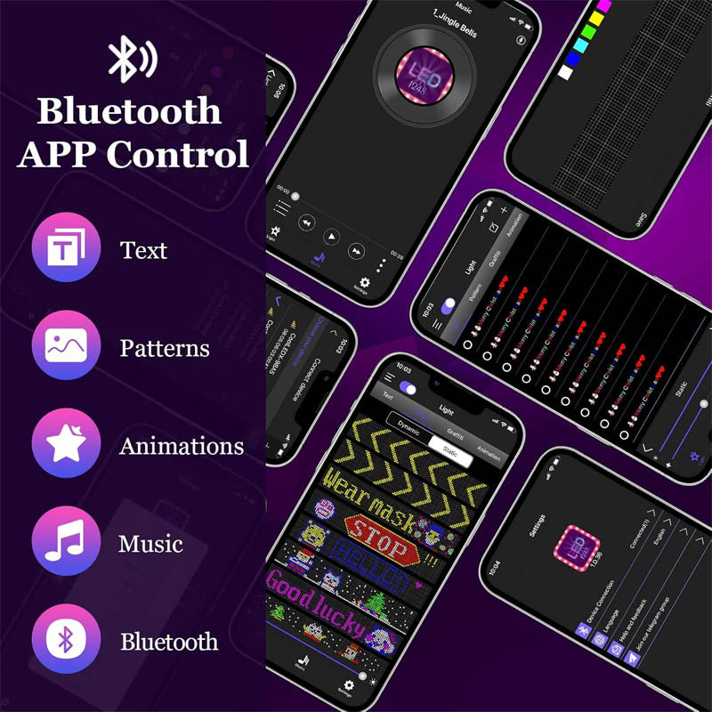 Scrolling Sign Programmable LED Sign Flexible Digital Sign Control by Bluetooth APP DIY Design Animations